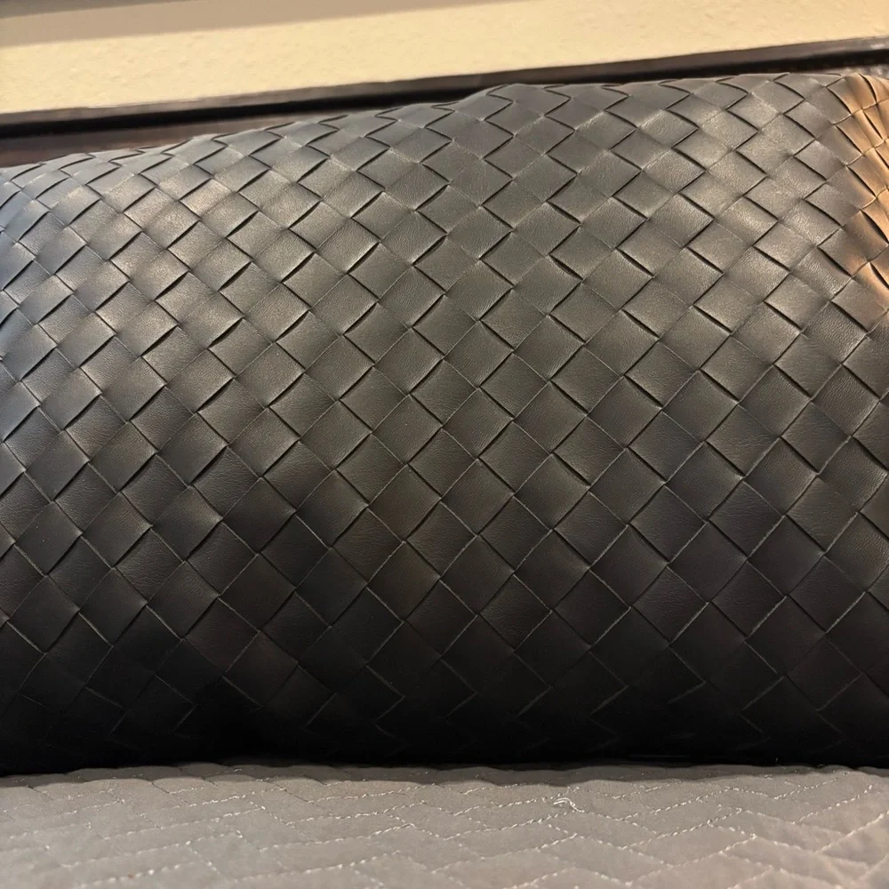 Frye Throw Pillow Black Faux Woven 19